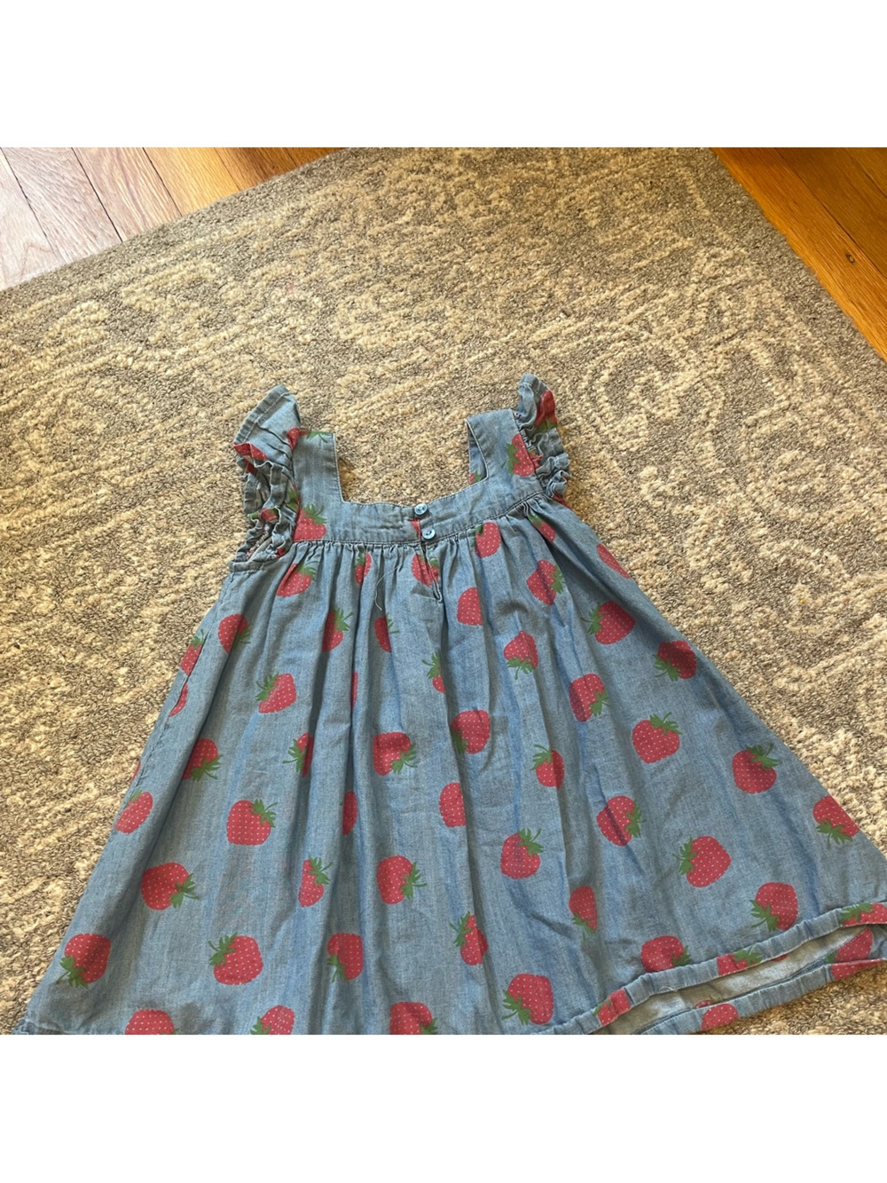 Tucker + Tate toddler Blue Denim Dress with Red Strawberry pattern